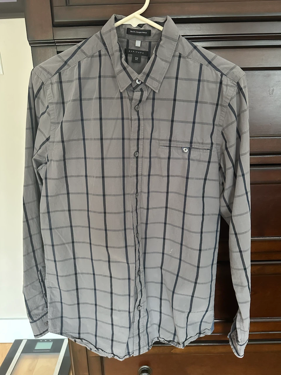 New ATTITUDE Slim Fit Plaid Button-Up Shirt Men's M/M