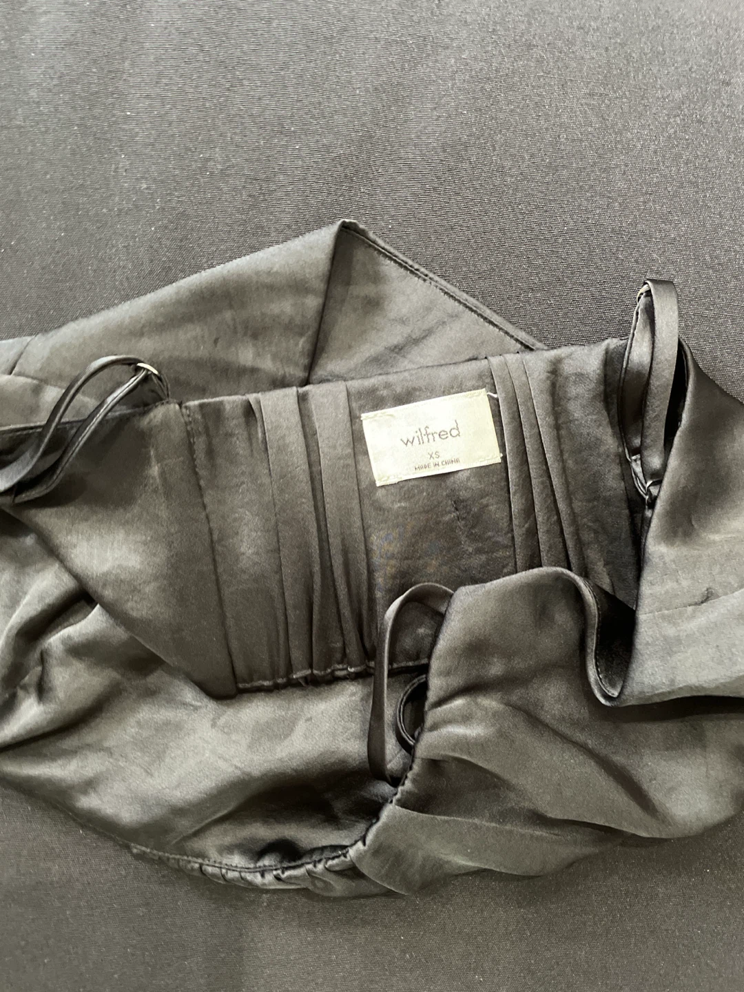 Wilfred Black Ruched Satin Crop Top - photo 2