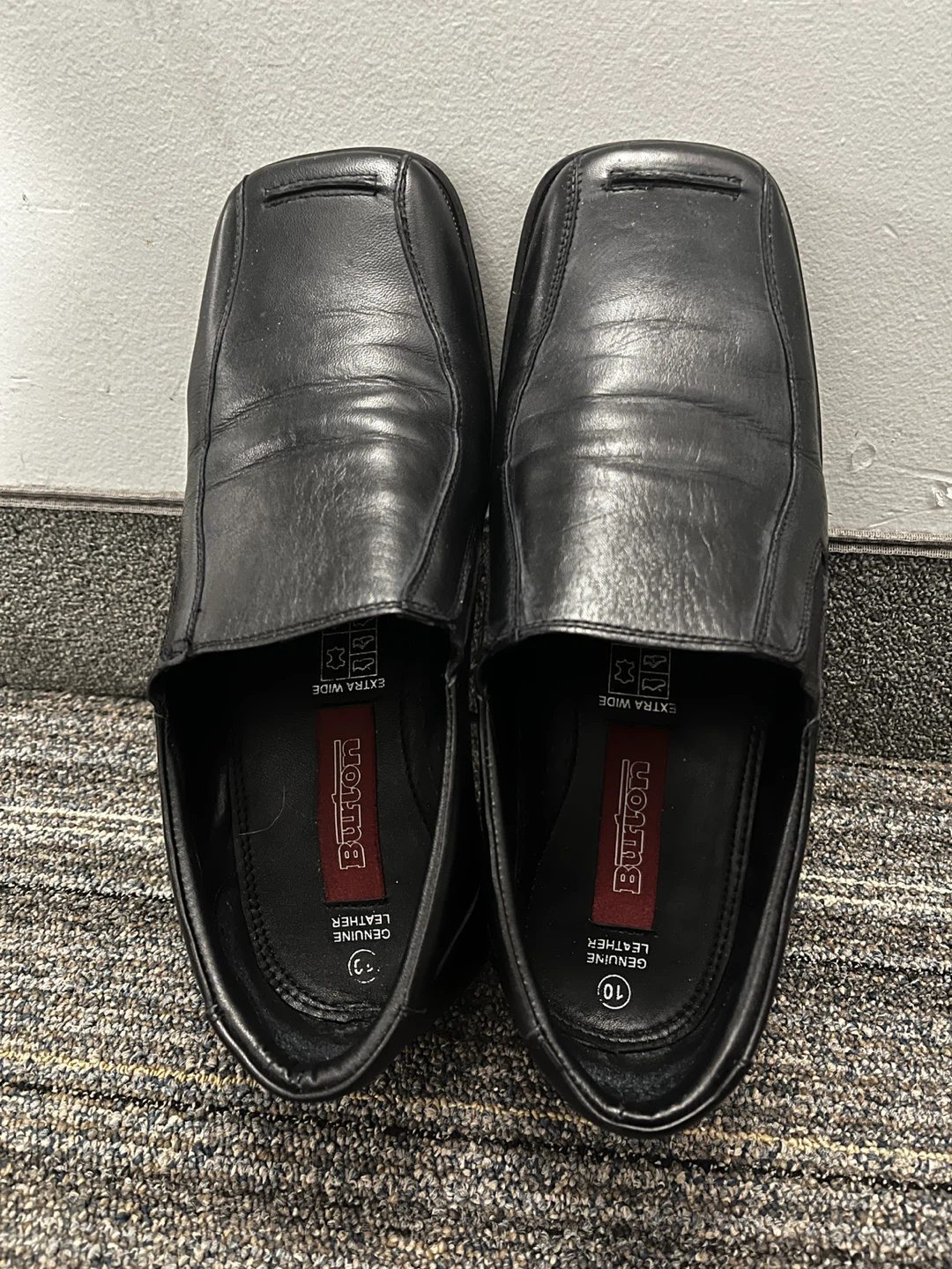 Burton Men's Black Genuine Leather Shoes - Size 10 Extra Wide