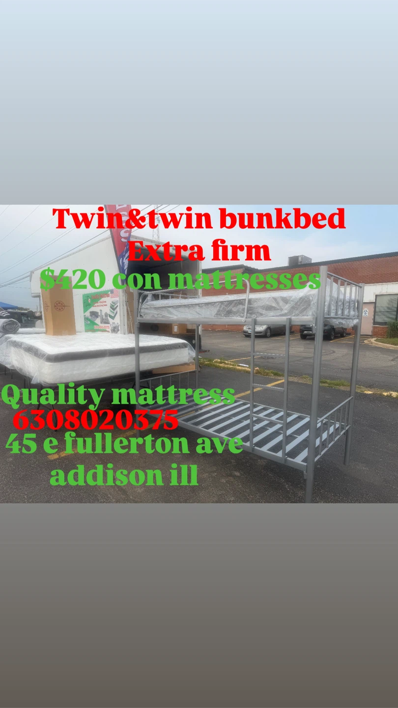 Twin over Twin Bunk Bed with Mattresses - photo 2