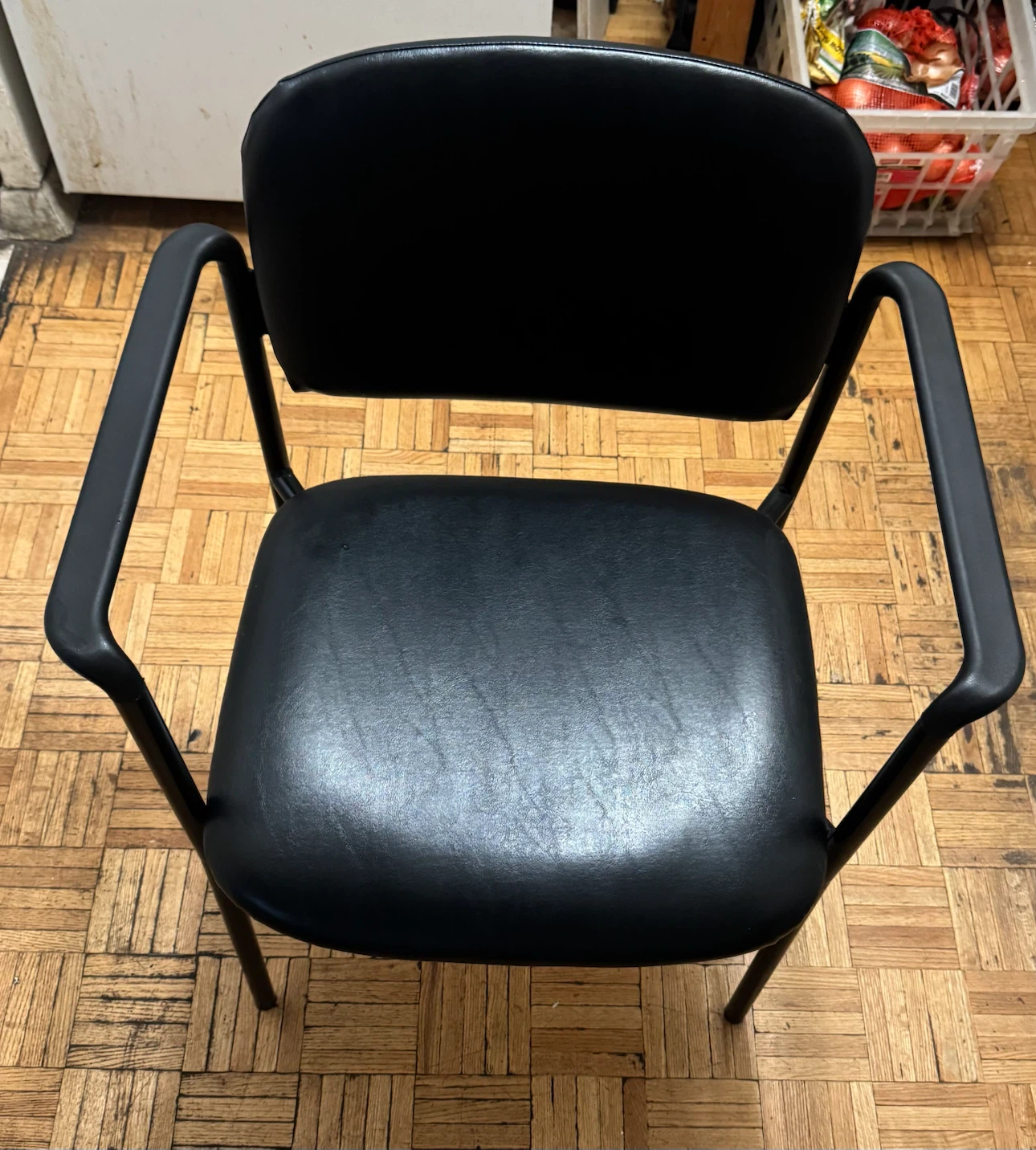 Black Faux Leather Arm Chair - photo 2
