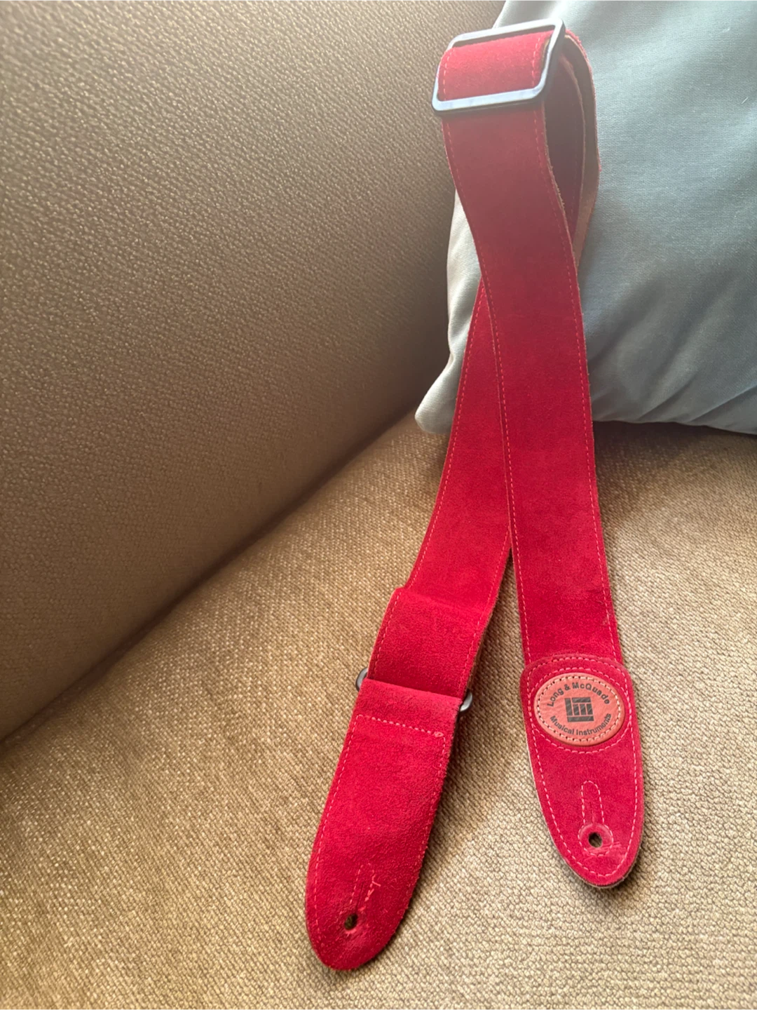 Long & McQuade Suede Guitar Strap - Red