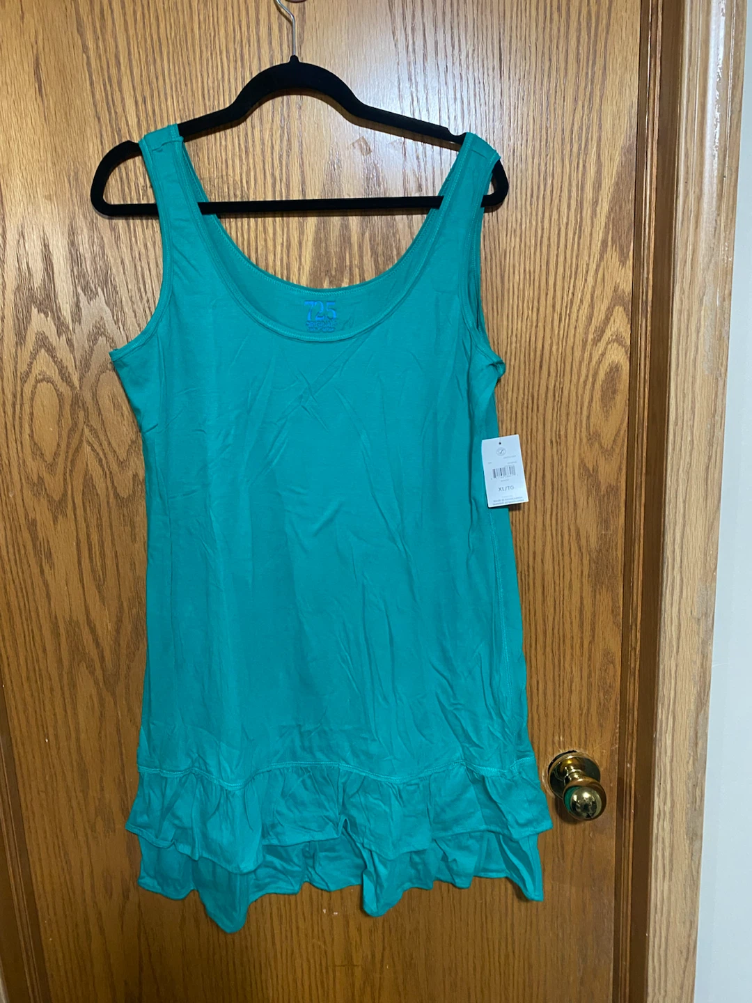 Teal Ruffle Hem Sleeveless Tank Dress