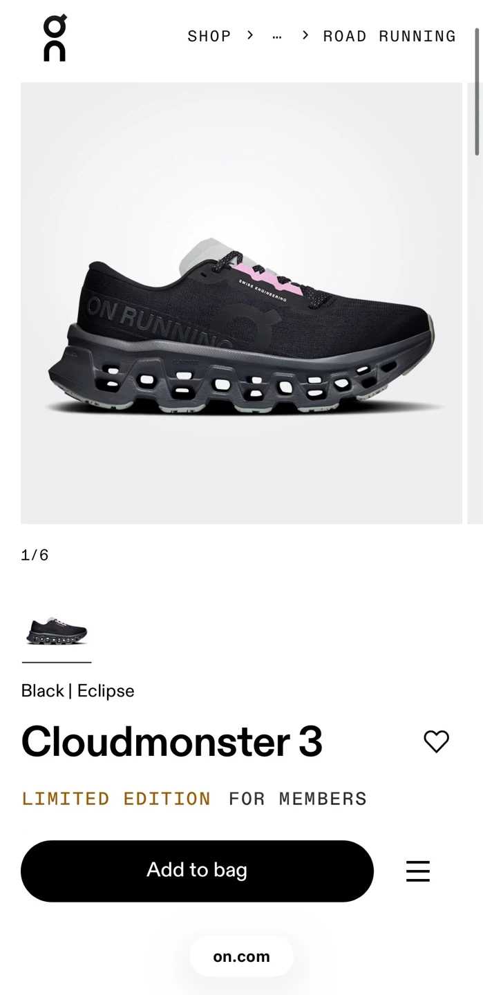 ON Cloudmonster 3 Running Shoes - Black