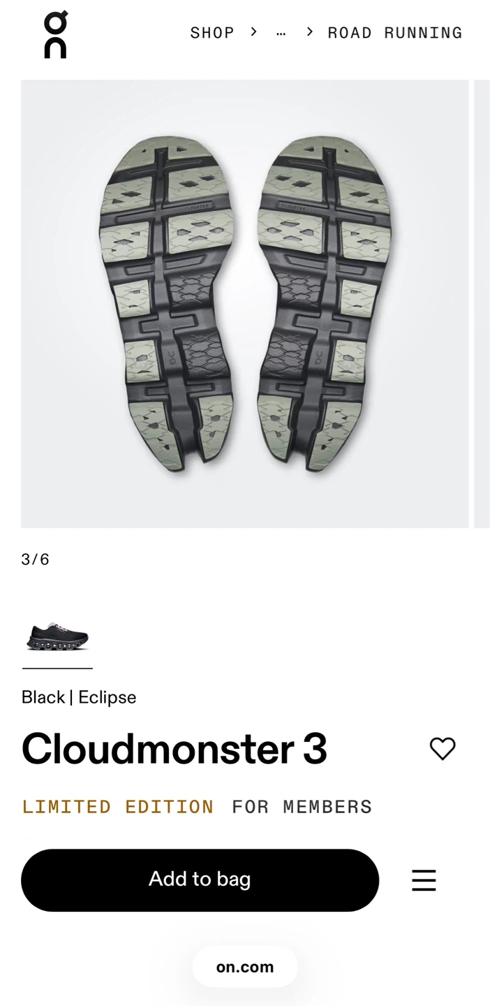 ON Cloudmonster 3 Running Shoes - Black - photo 3
