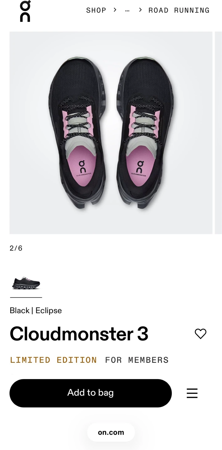 ON Cloudmonster 3 Running Shoes - Black - photo 2