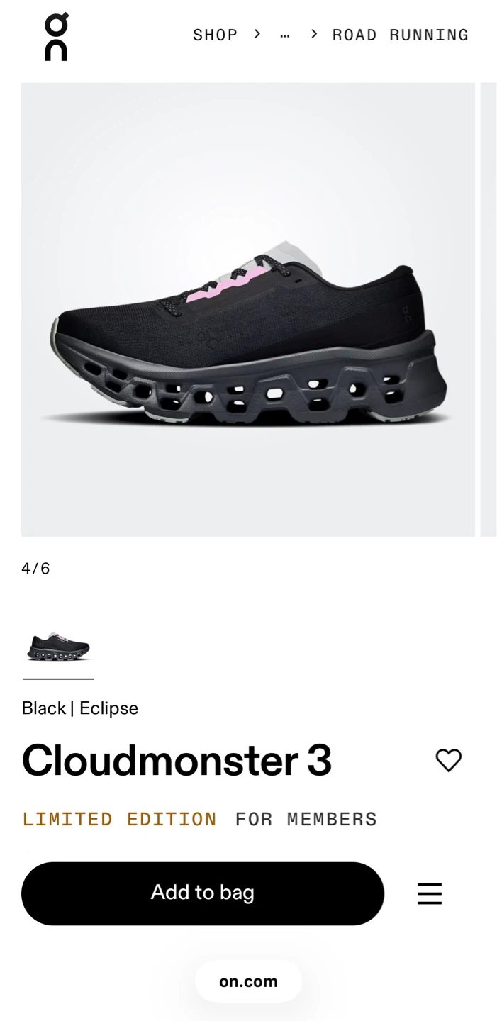 ON Cloudmonster 3 Running Shoes - Black - photo 4