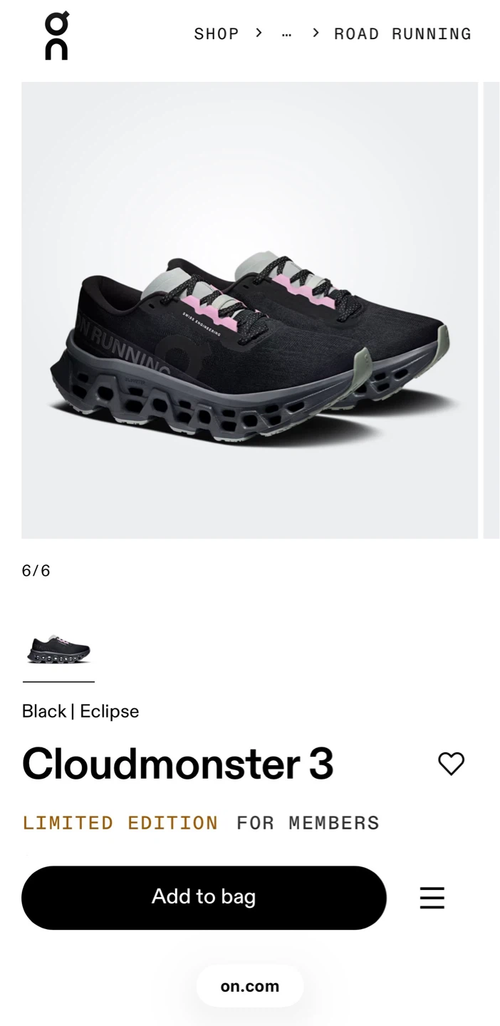 ON Cloudmonster 3 Running Shoes - Black - photo 5