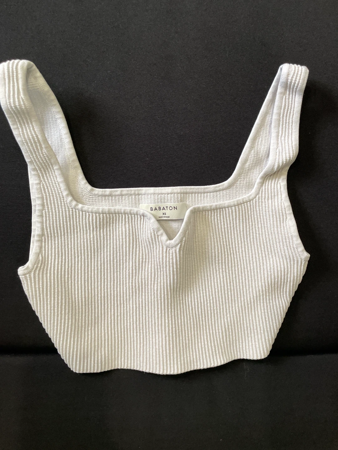 Babaton White Ribbed Crop Top XS