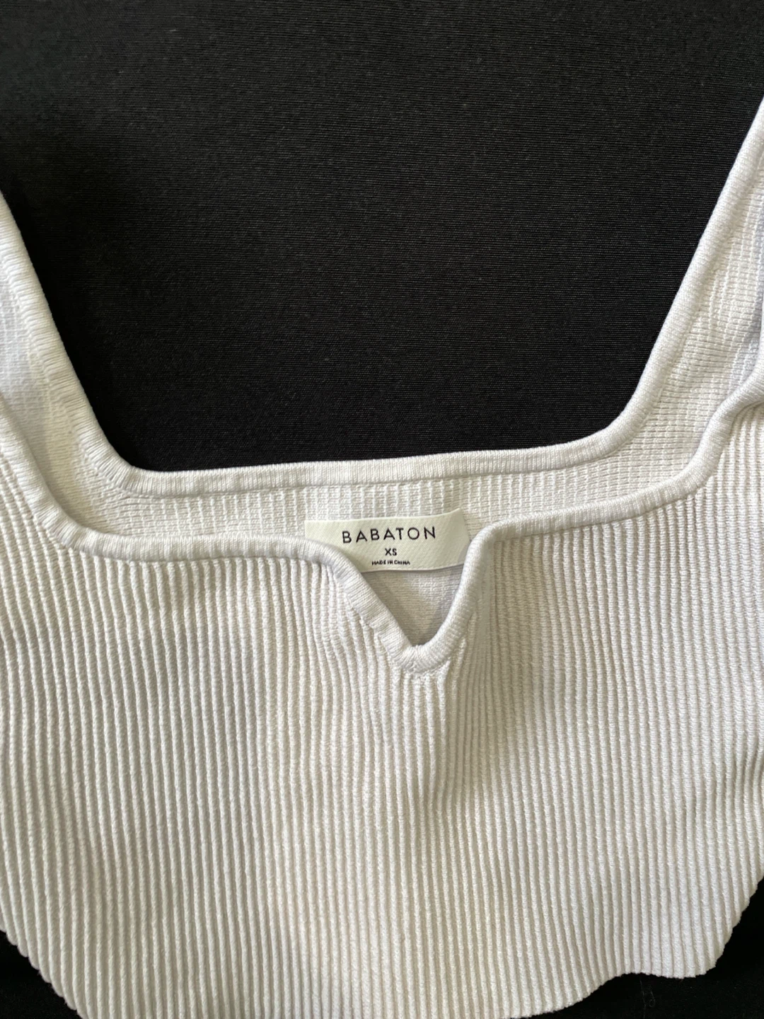 Babaton White Ribbed Crop Top XS - photo 2