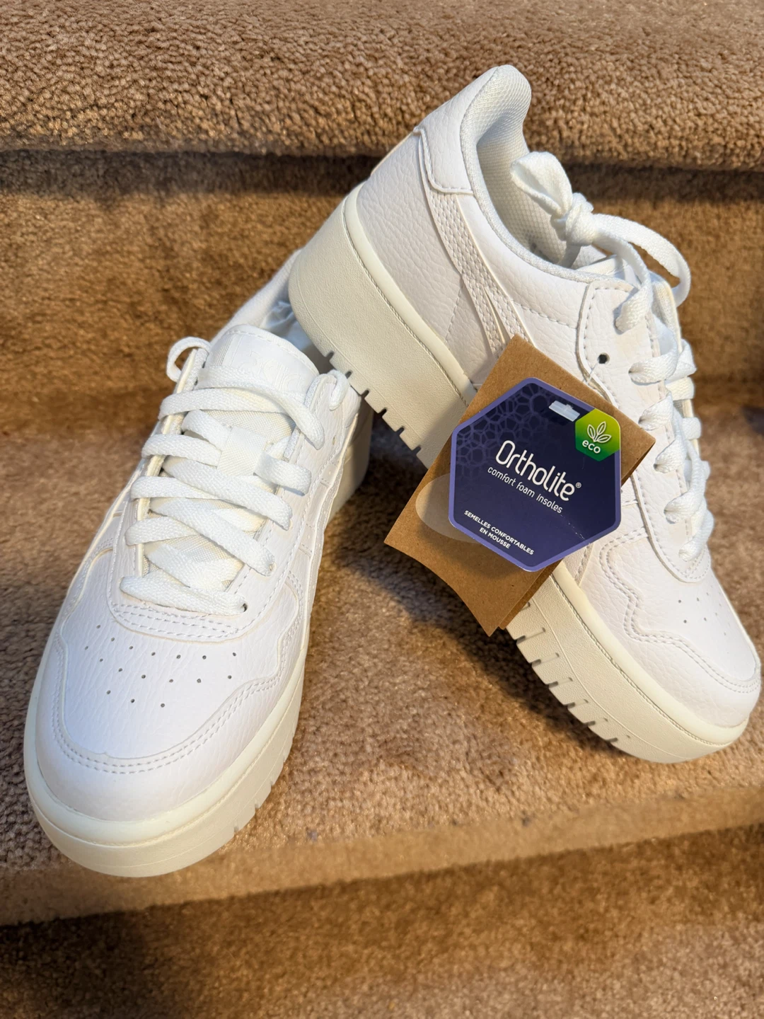 ASICS White Leather Platform Sneakers