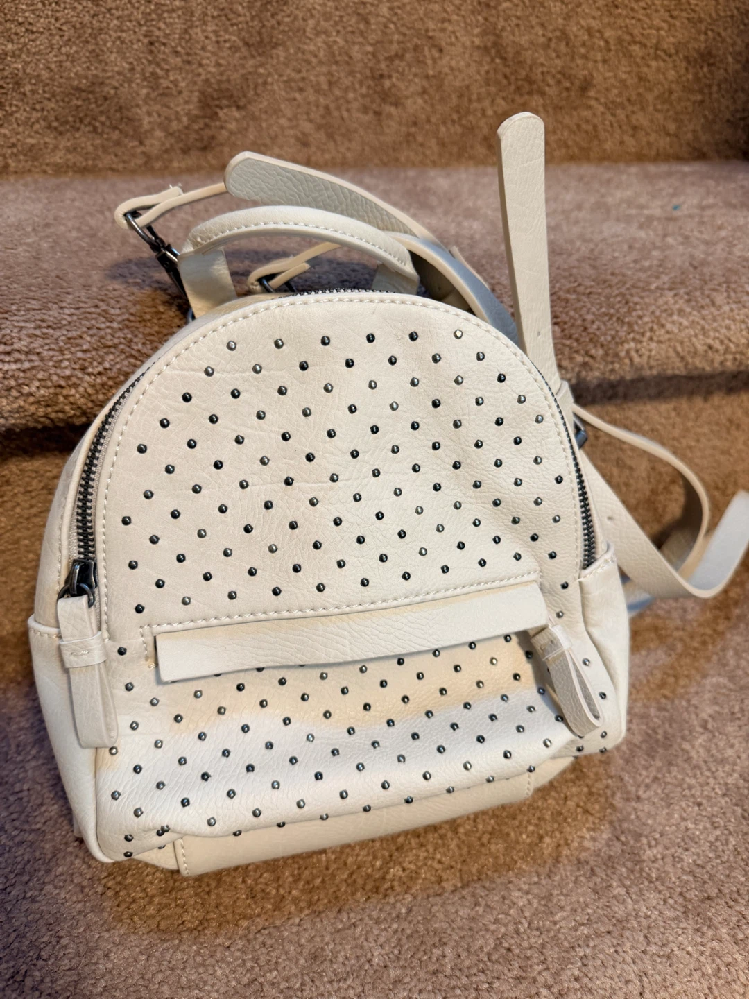White Studded Mini Backpack