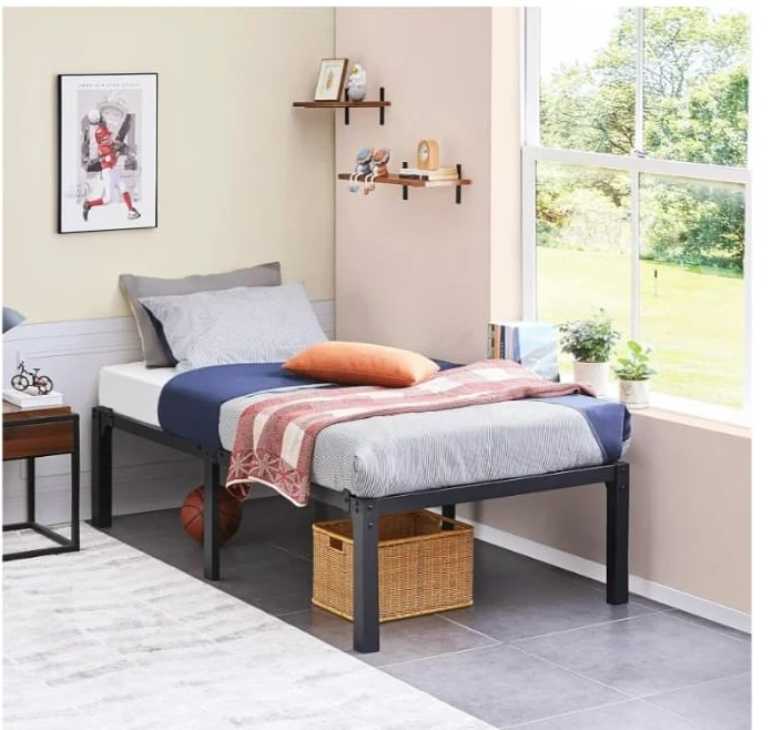 Yaheeteech Twin Metal Bed Frame 18 Inch H Steel Slat Support
