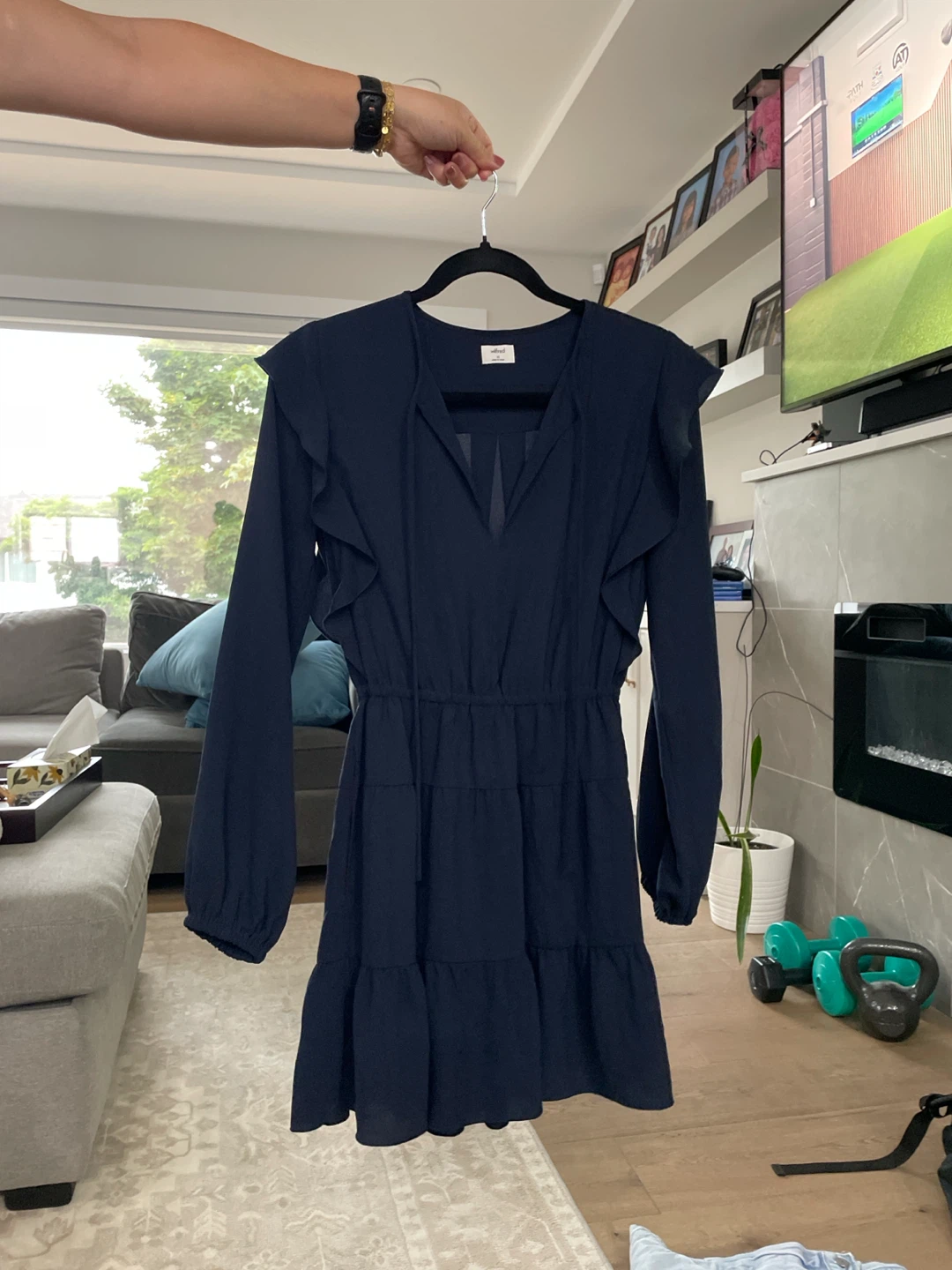 Wilfred Navy Blue Ruffle Tiered Dress