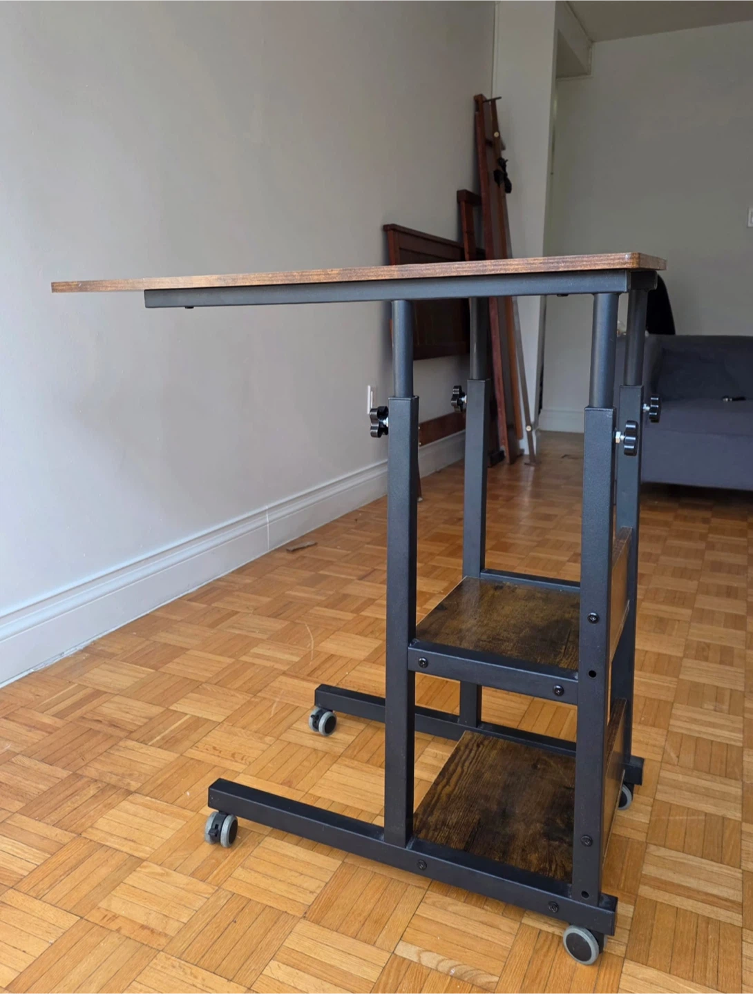 Adjustable C-Shaped Side Table with Wheels - photo 2