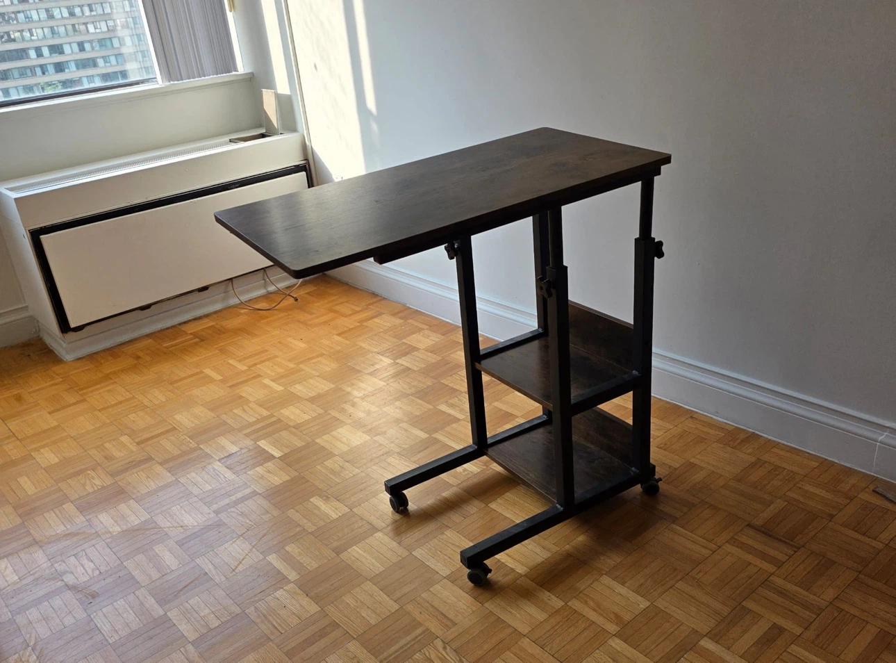 Adjustable C-Shaped Side Table with Wheels - photo 3
