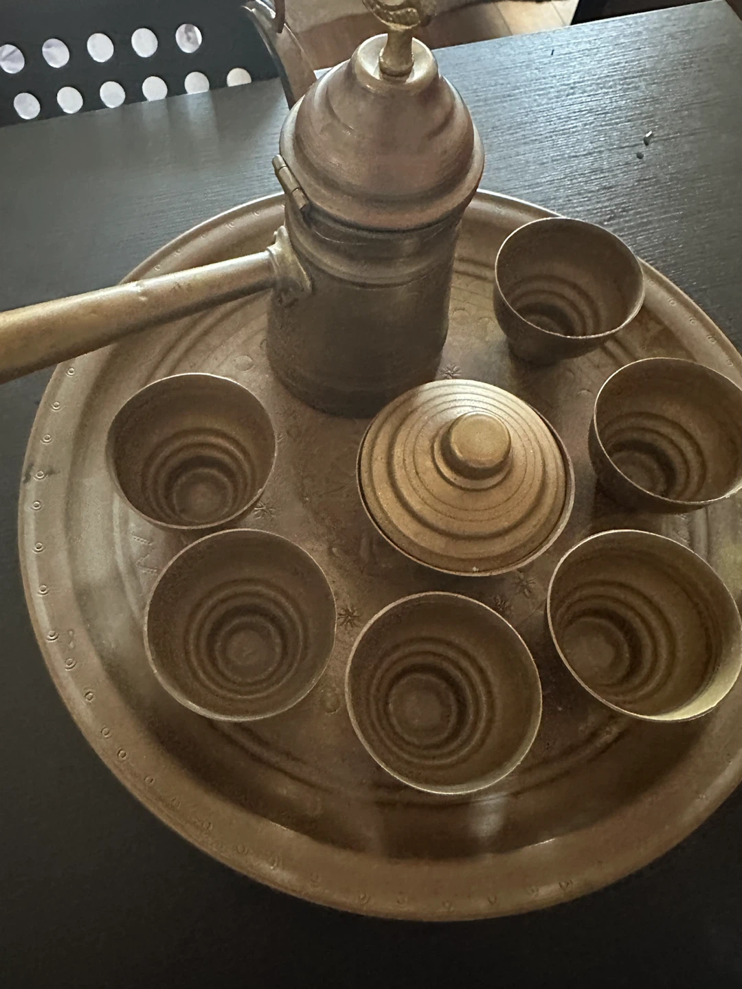 Vintage Brass Arabic Coffee Set – Complete Serving Set - photo 4
