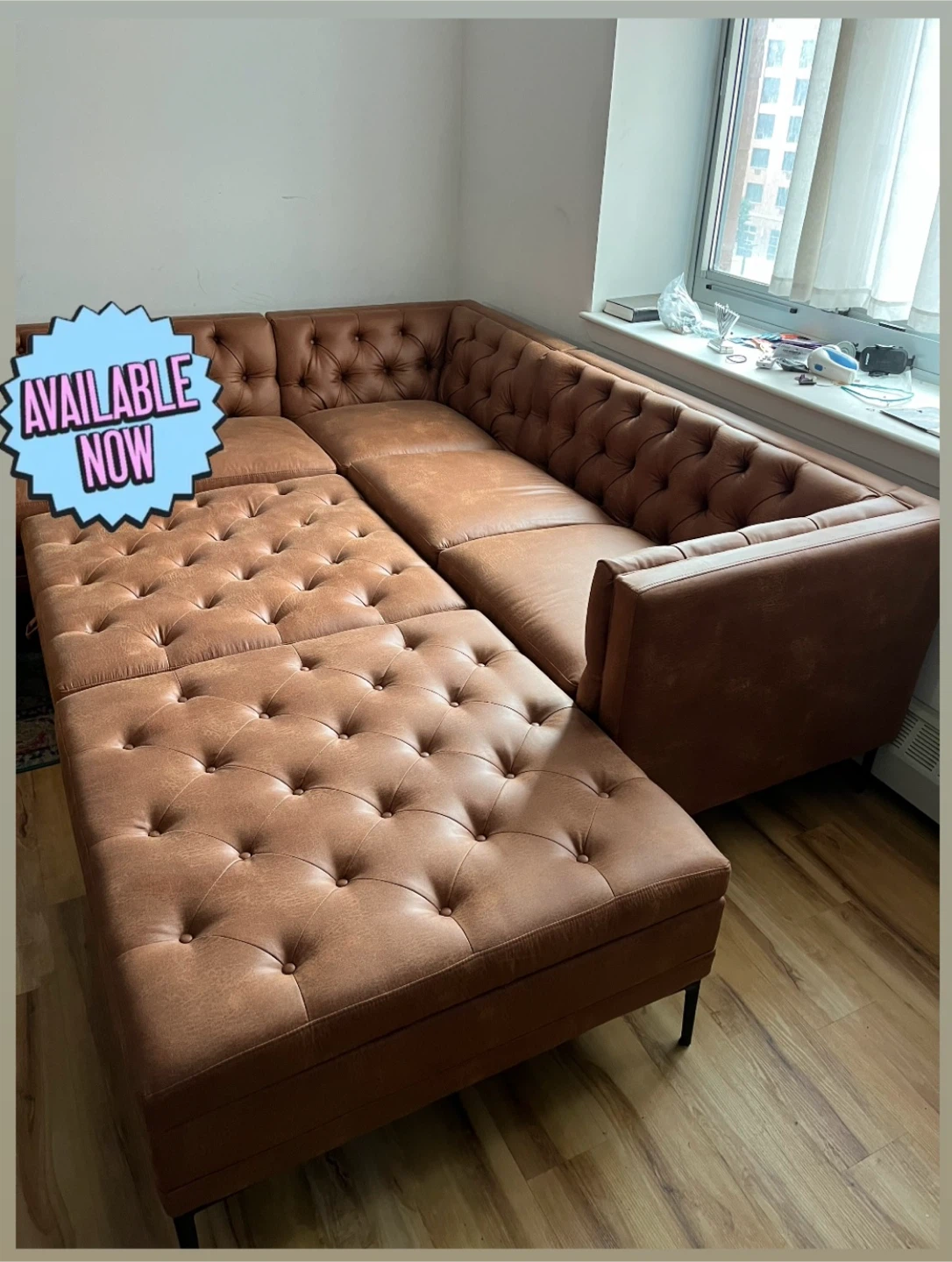 Leather 5 Seats Sectionals and Ottomans