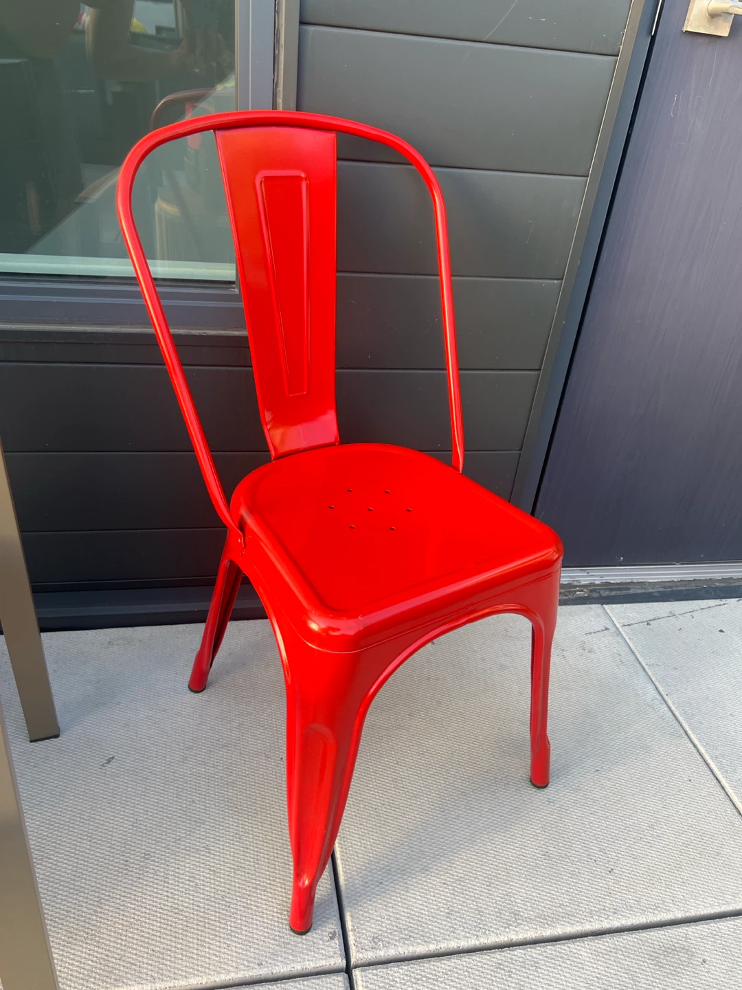 Red Metal Tolix Style Chair