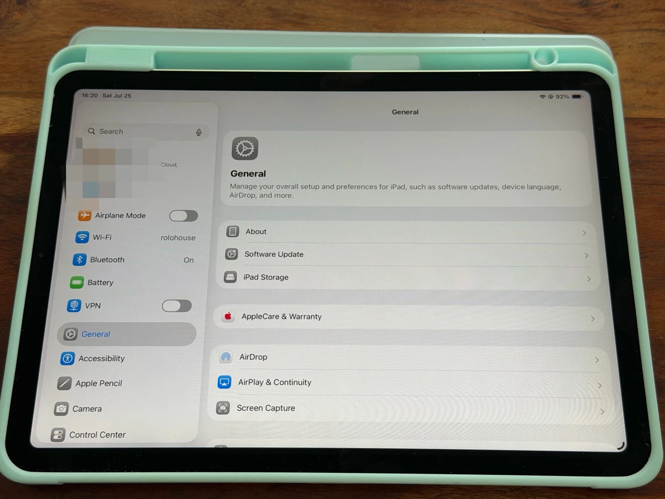 Apple iPad air 4 with Light Blue Case
