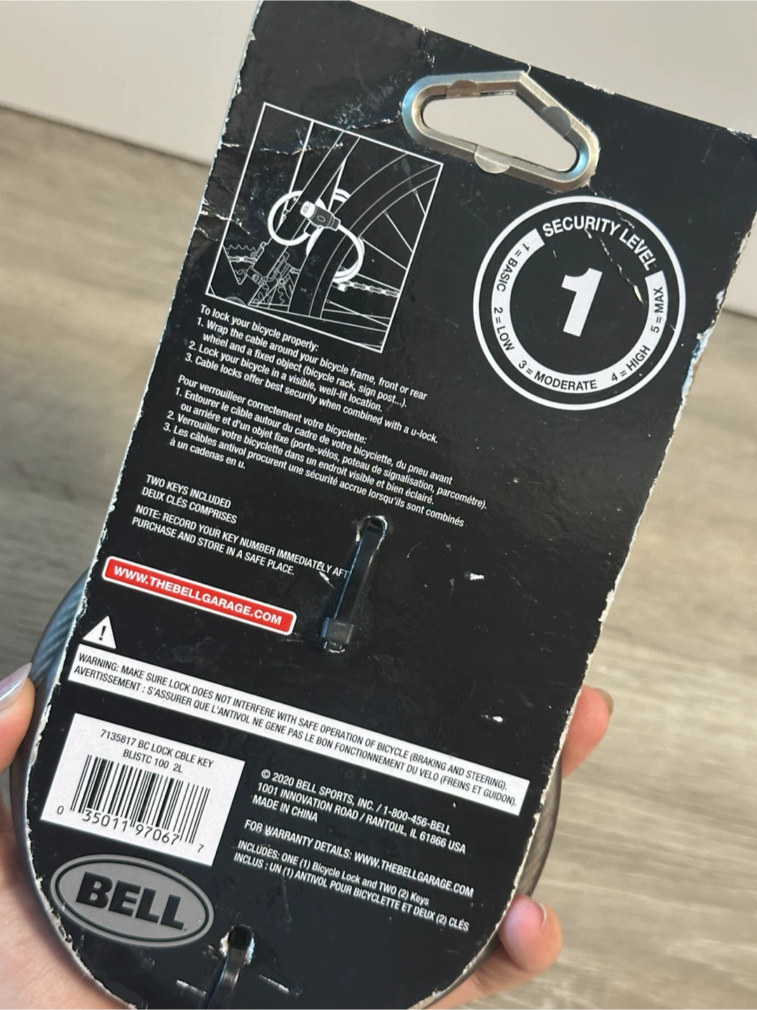 Bell Ballistic 1.00 Bicycle Key Cable Lock 8 mm x 6 ft - photo 2