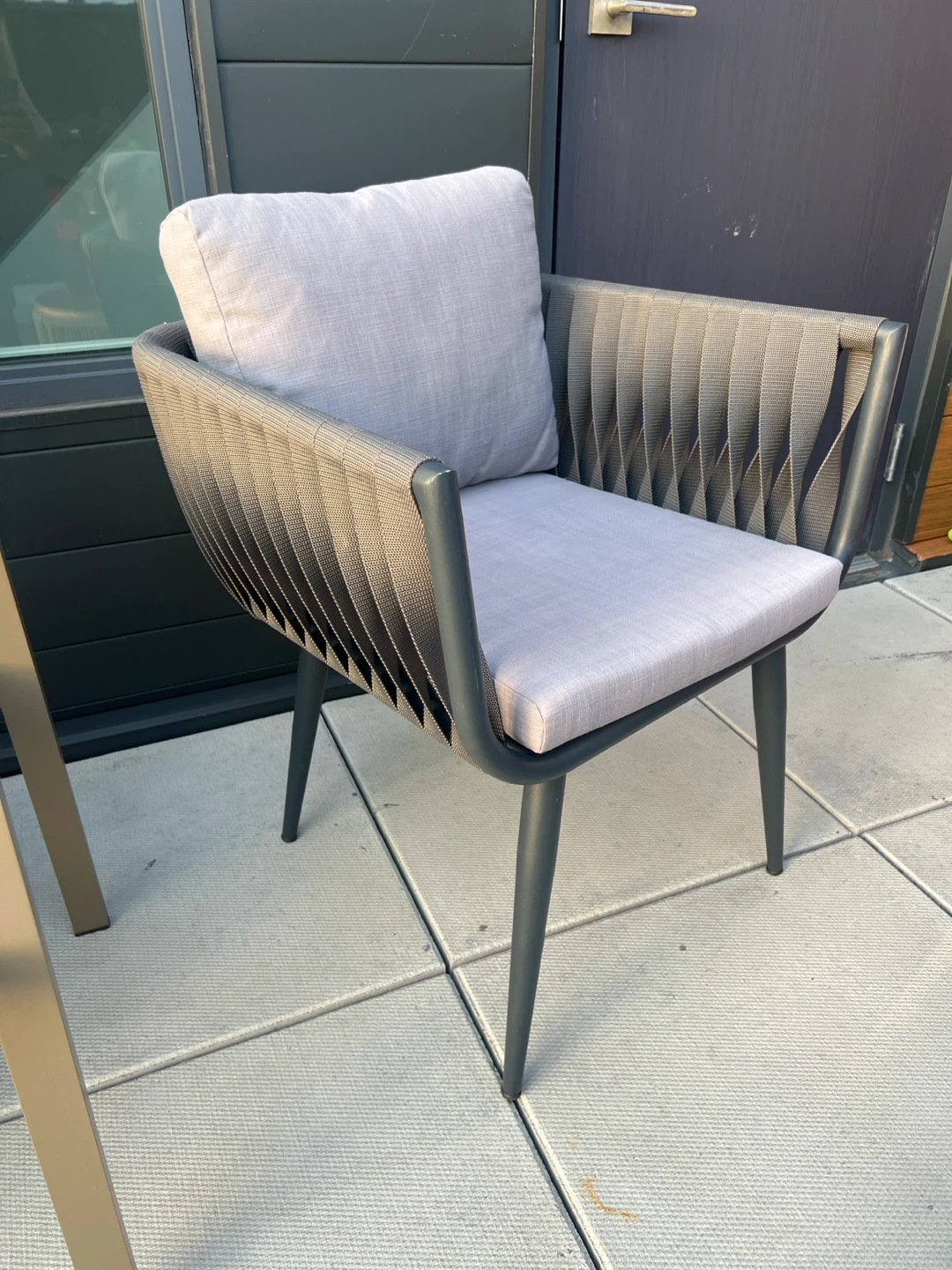 Grey Woven Armchair with Cushion