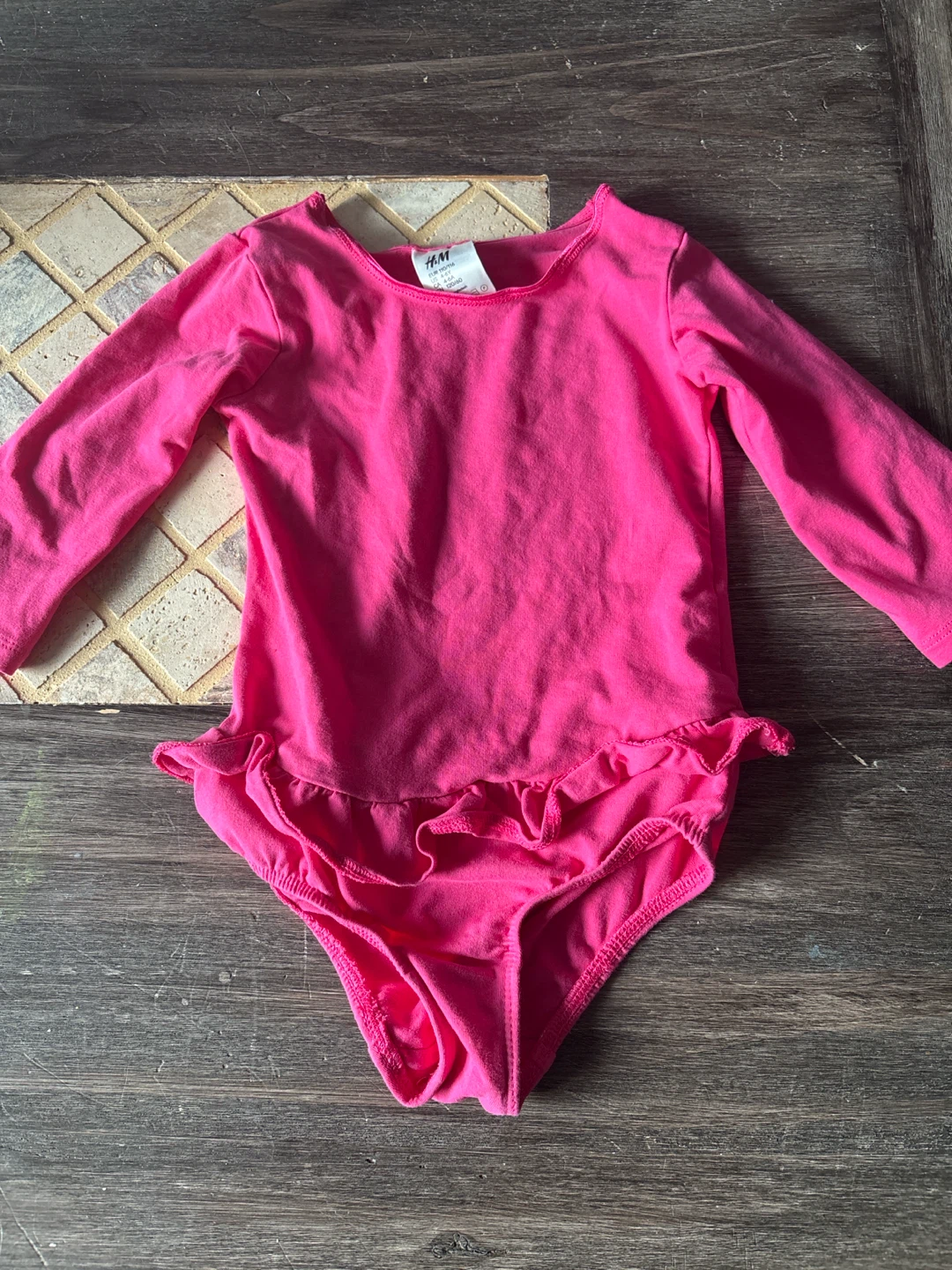H&M Pink Long Sleeve Ruffle Leotard