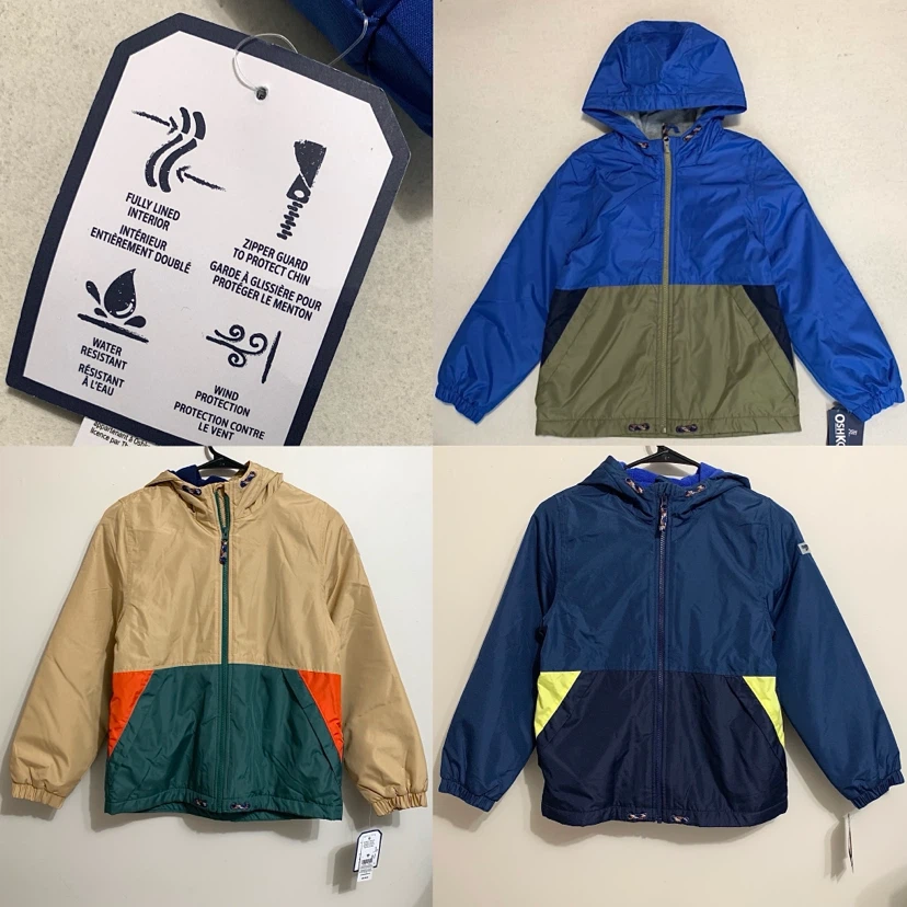 Kids Fall Jacket Water Resistant Fleece Lined Rain Coat NEW