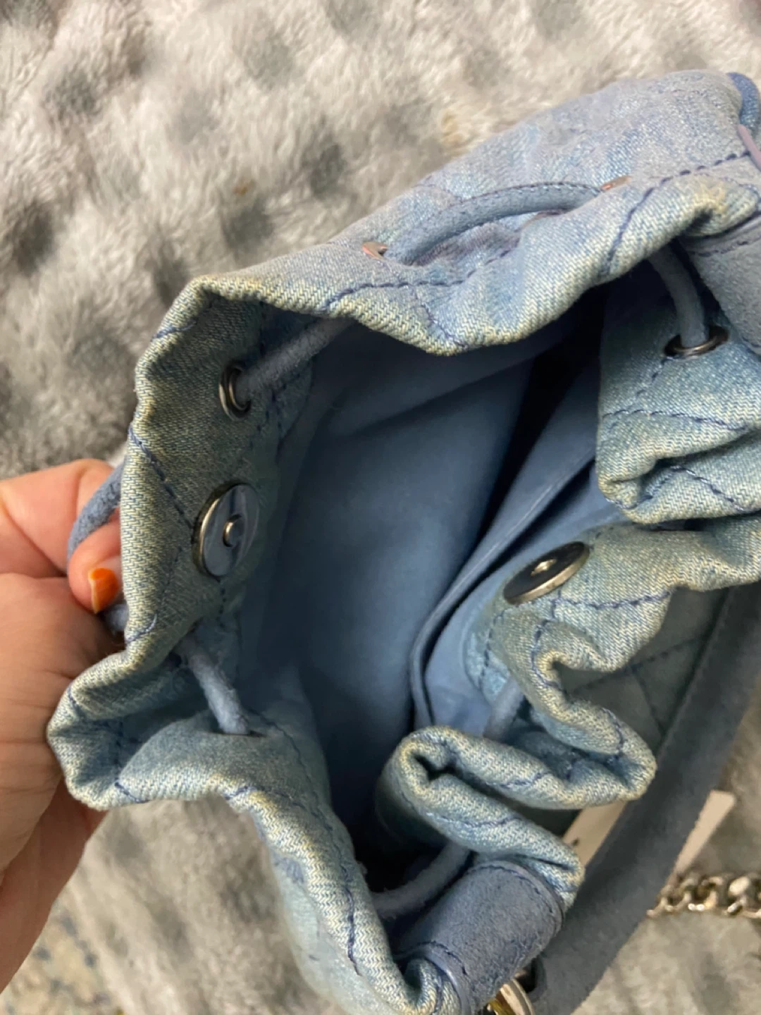 STELLA MCCARTNEY Quilted Denim Drawstring Bag - photo 2