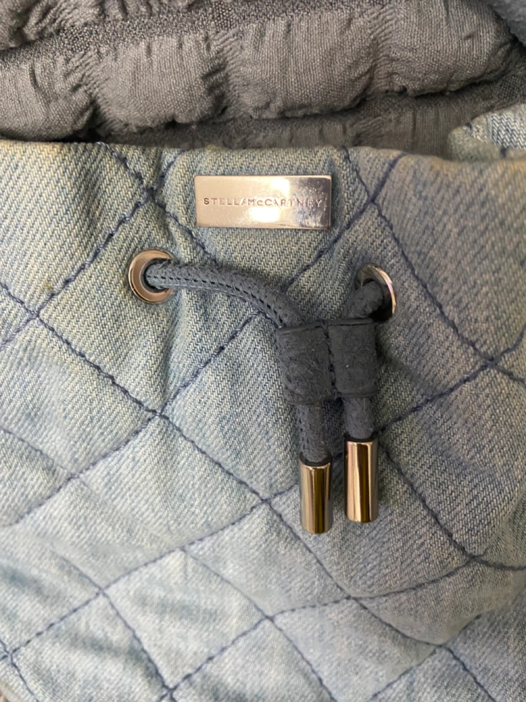 STELLA MCCARTNEY Quilted Denim Drawstring Bag - photo 3