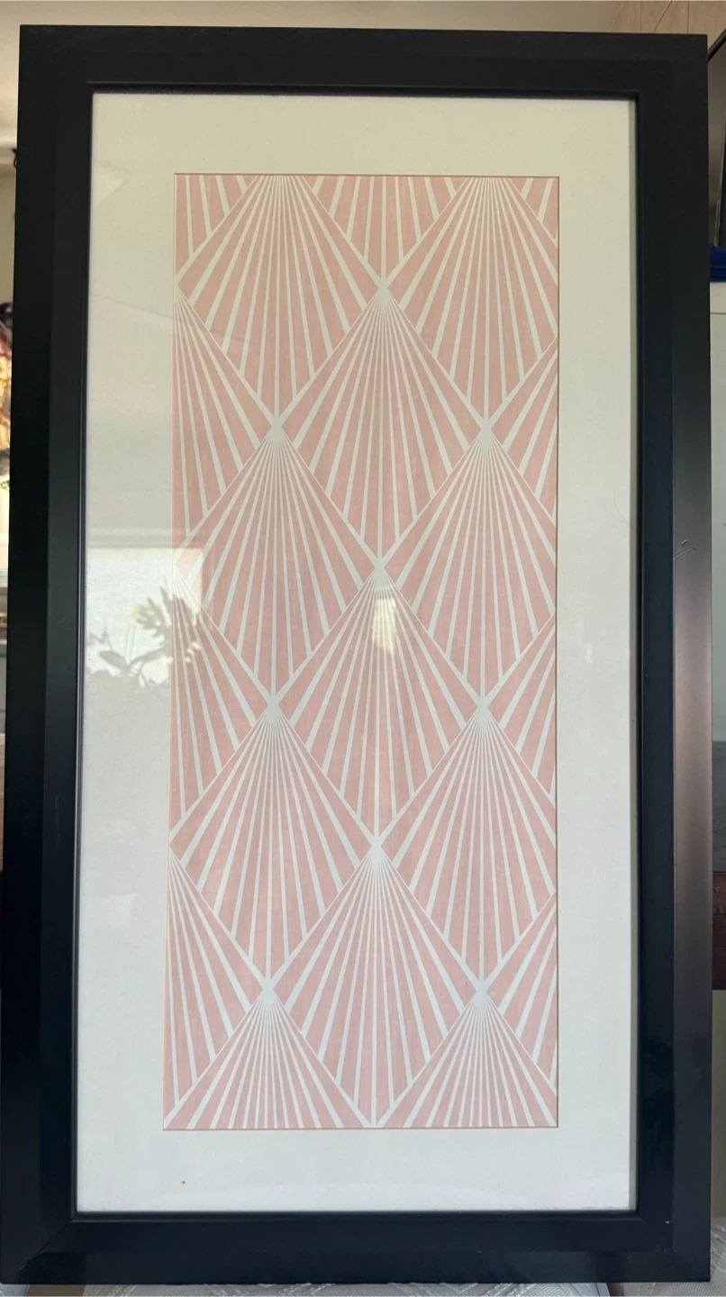 Modern Geometric Framed Wall Art – Pink & White Abstract Print