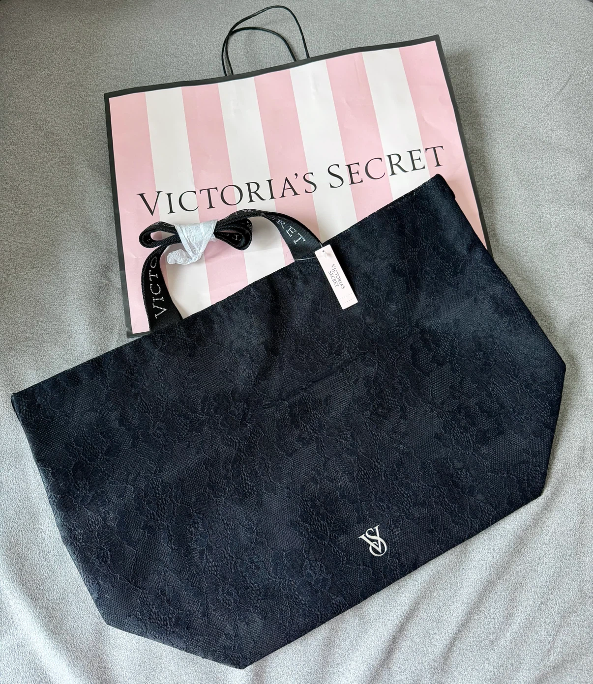 NEW Victoria’s Secret Large Black Lace Tote Bag