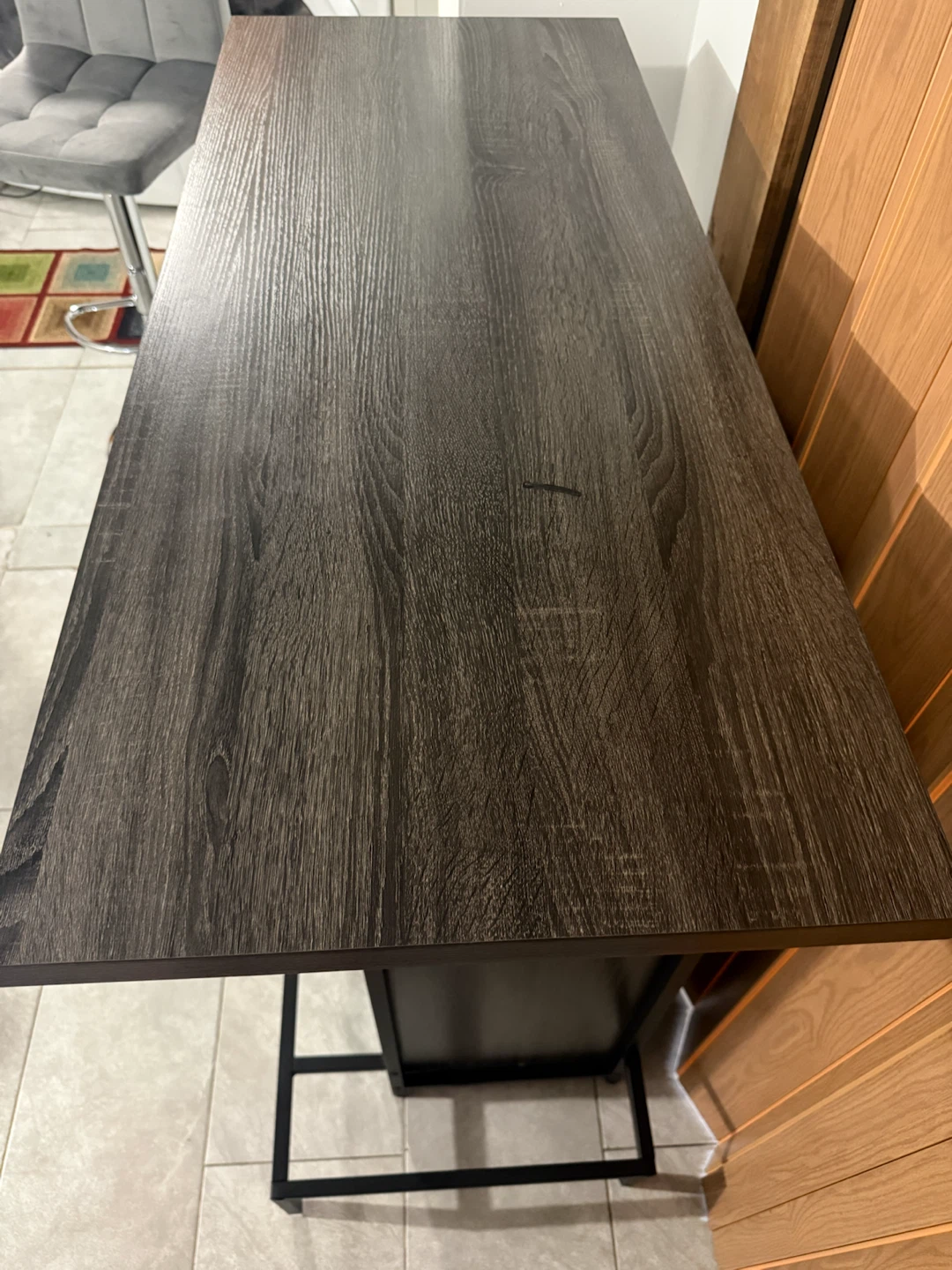 Modern Home Bar Cabinet with 2 Adjustable Gray Velvet Bar Stools - photo 5