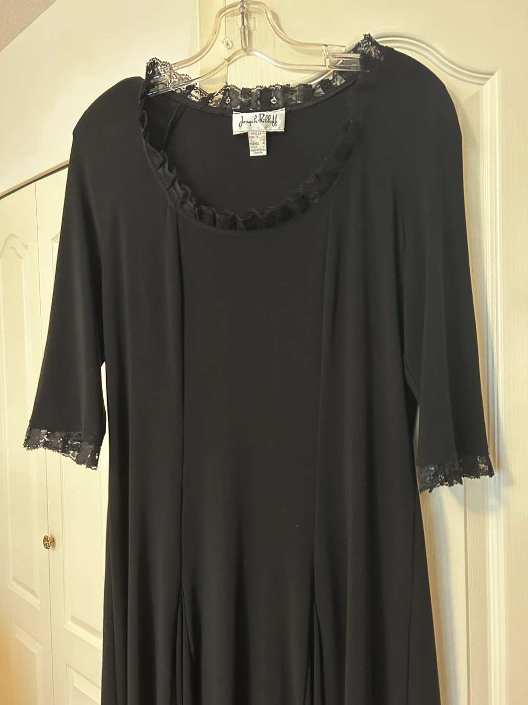 NEW DESIGNER Black Dress with Lace Trim