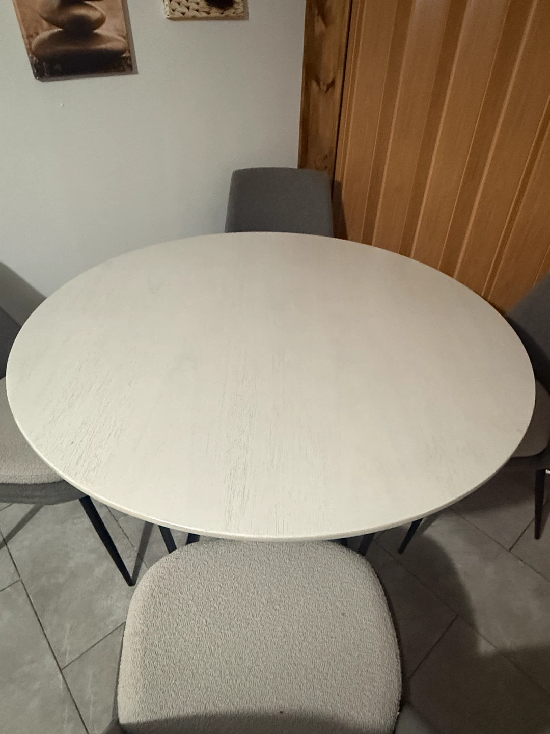 Modern Round Dining Table Set with 4 Upholstered Chairs - photo 3