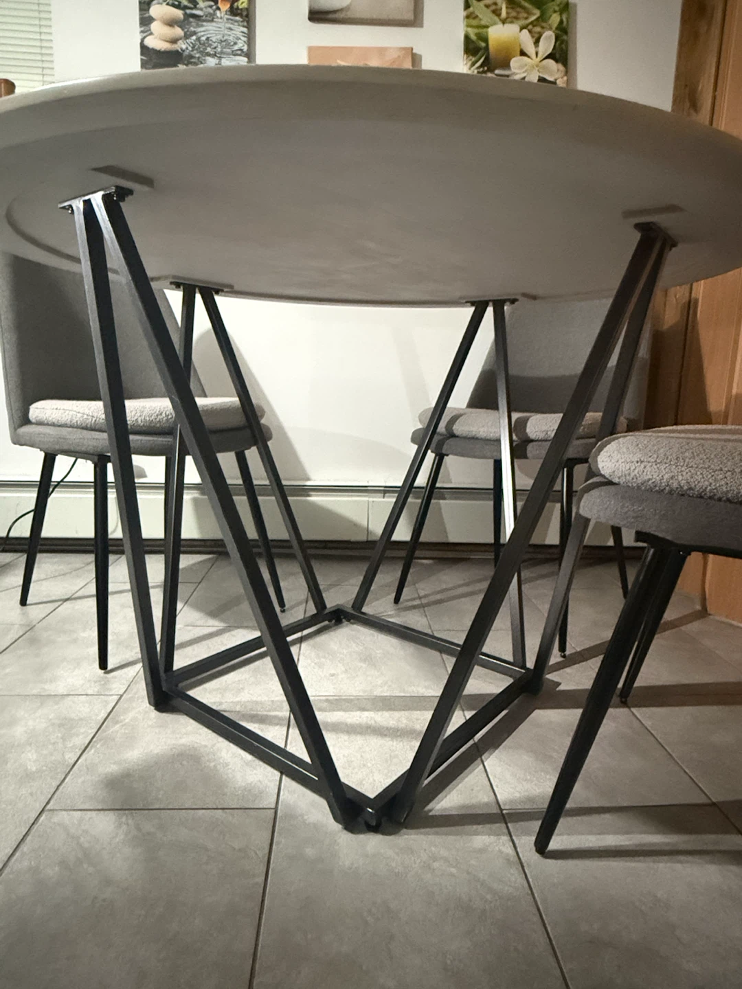 Modern Round Dining Table Set with 4 Upholstered Chairs - photo 5