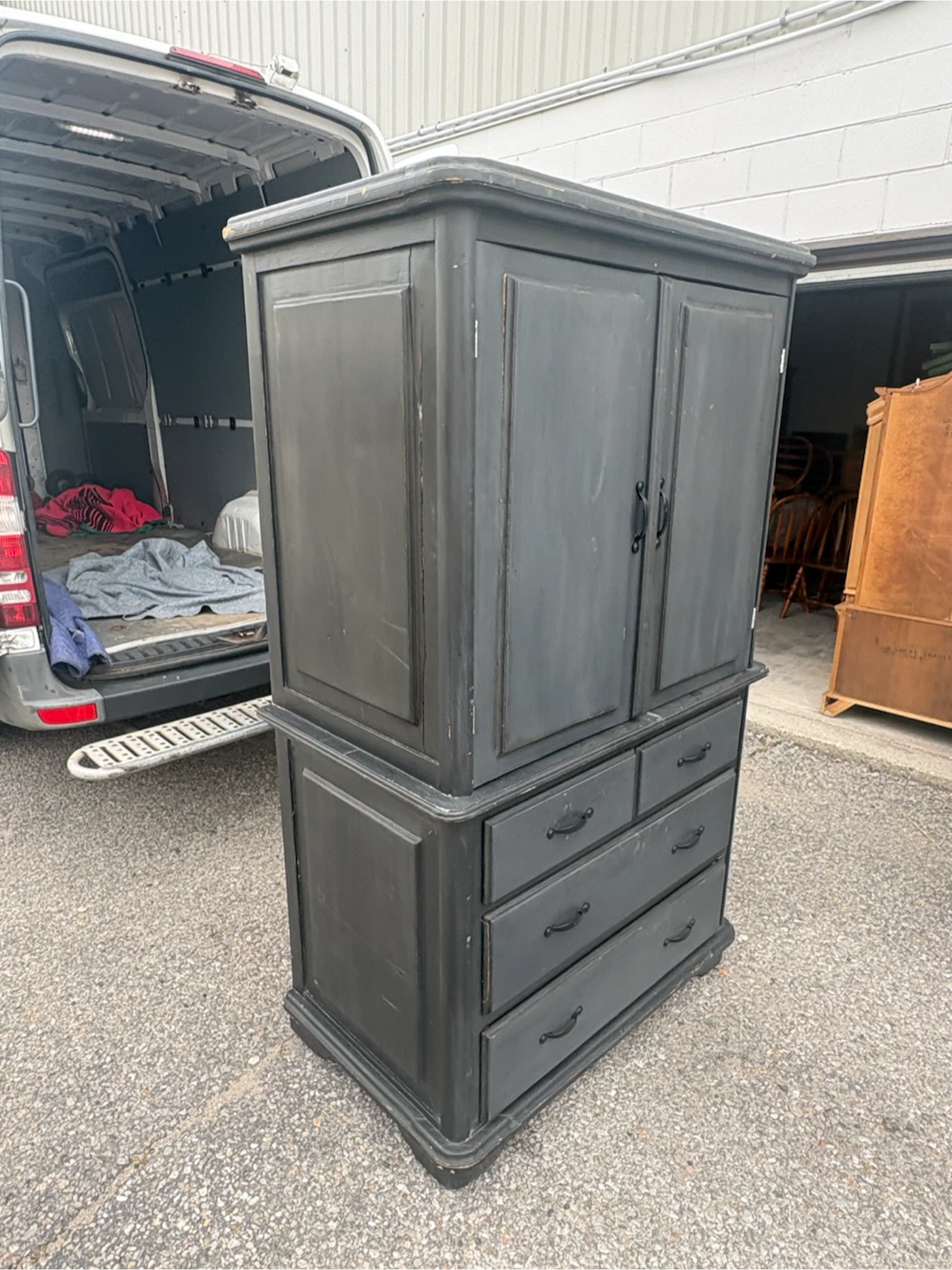 Free delivery used Dark Grey Armoire with Drawers - photo 2