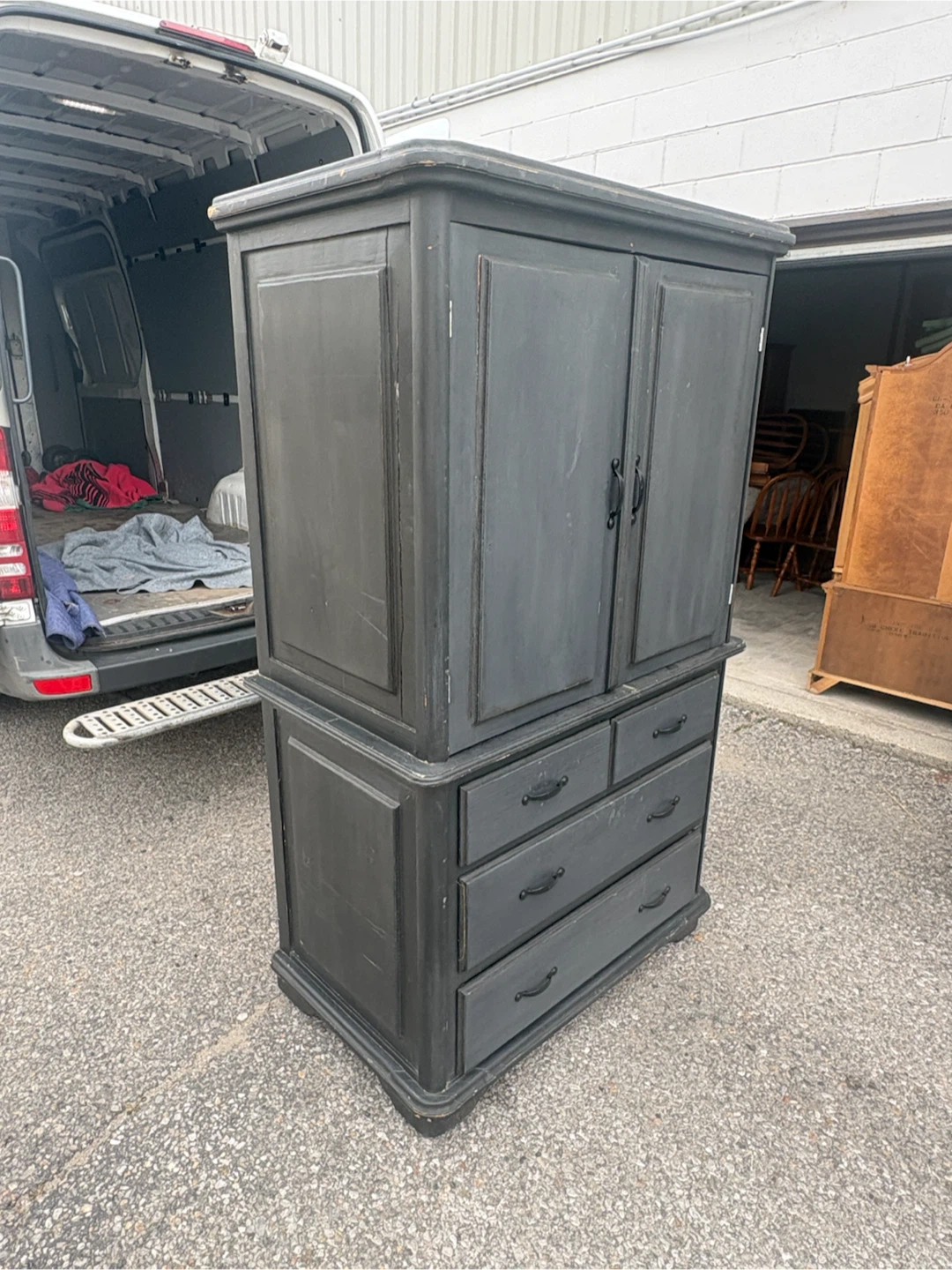 Free delivery used Dark Grey Armoire with Drawers - photo 3
