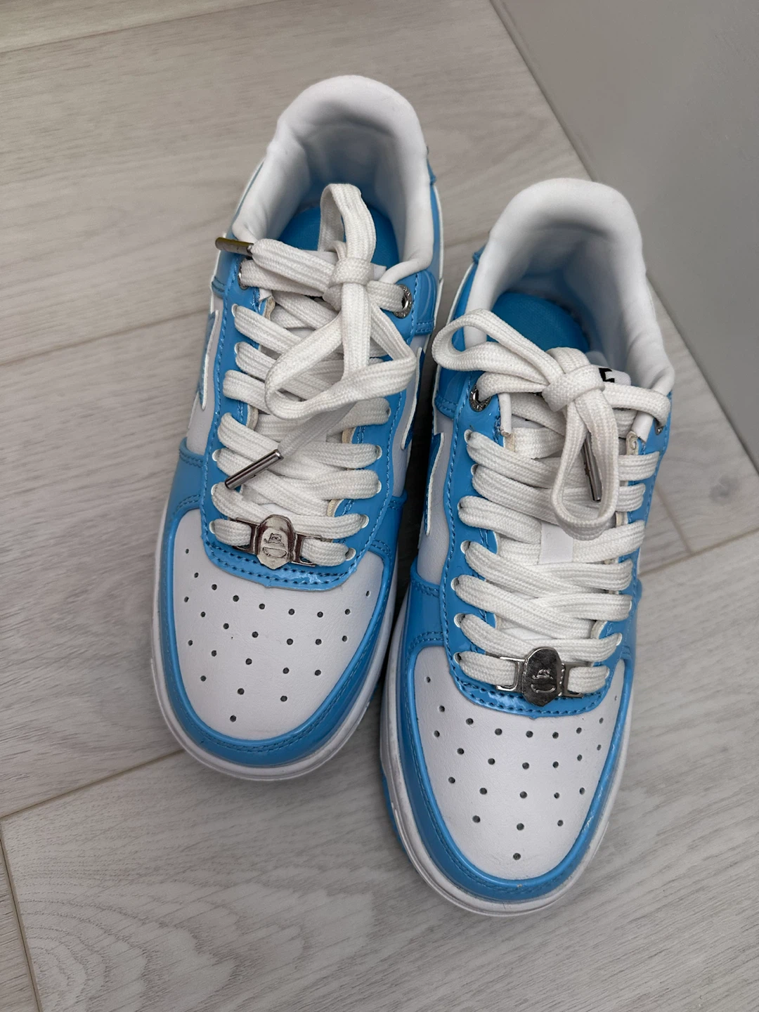 BAPE STA Low Top Sneakers Blue White Size 4 - photo 2