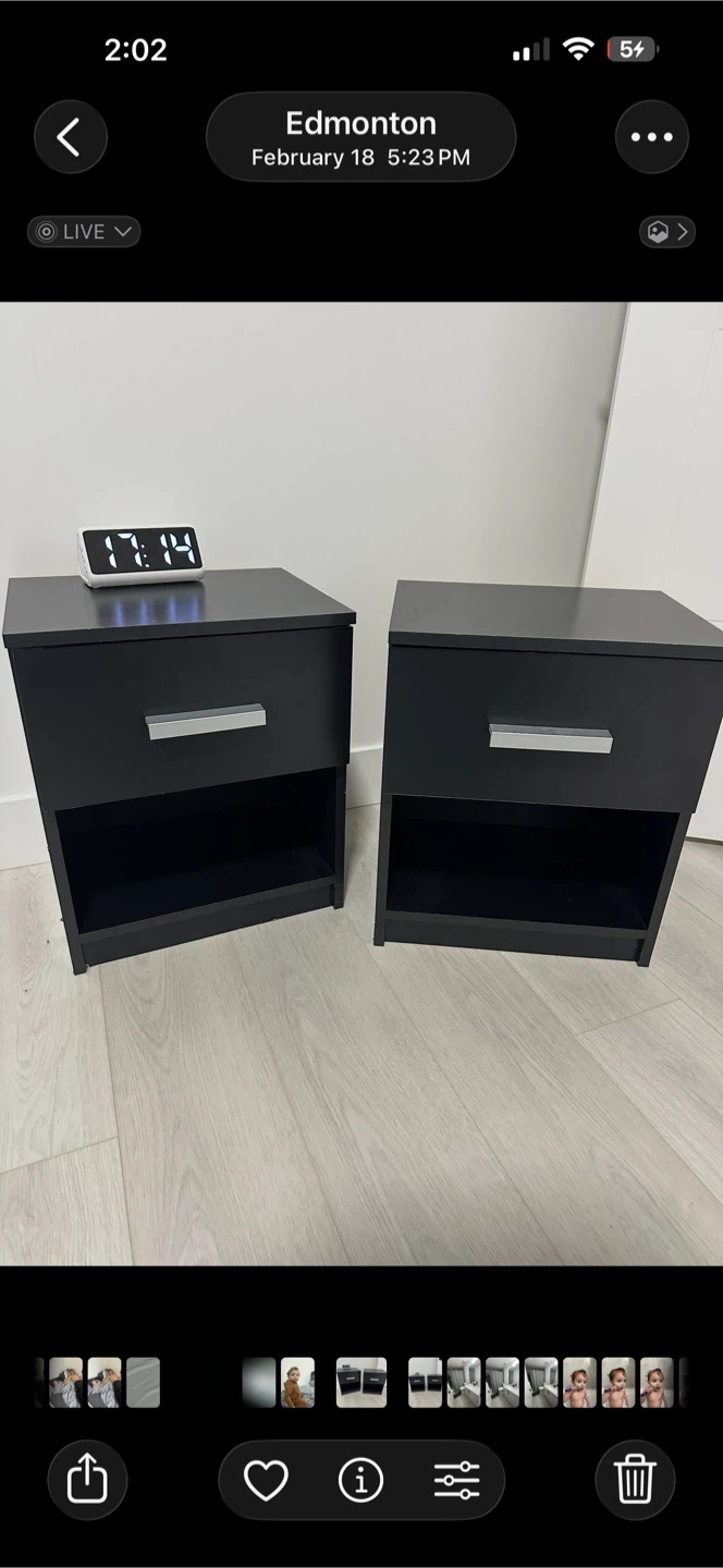 2 Black Nightstands with Drawer