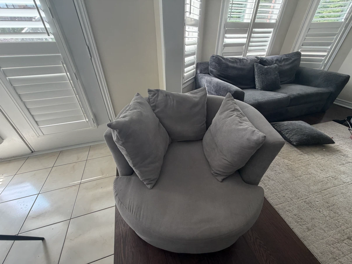 Grey Loveseat Sofa and two accent chairs - photo 2