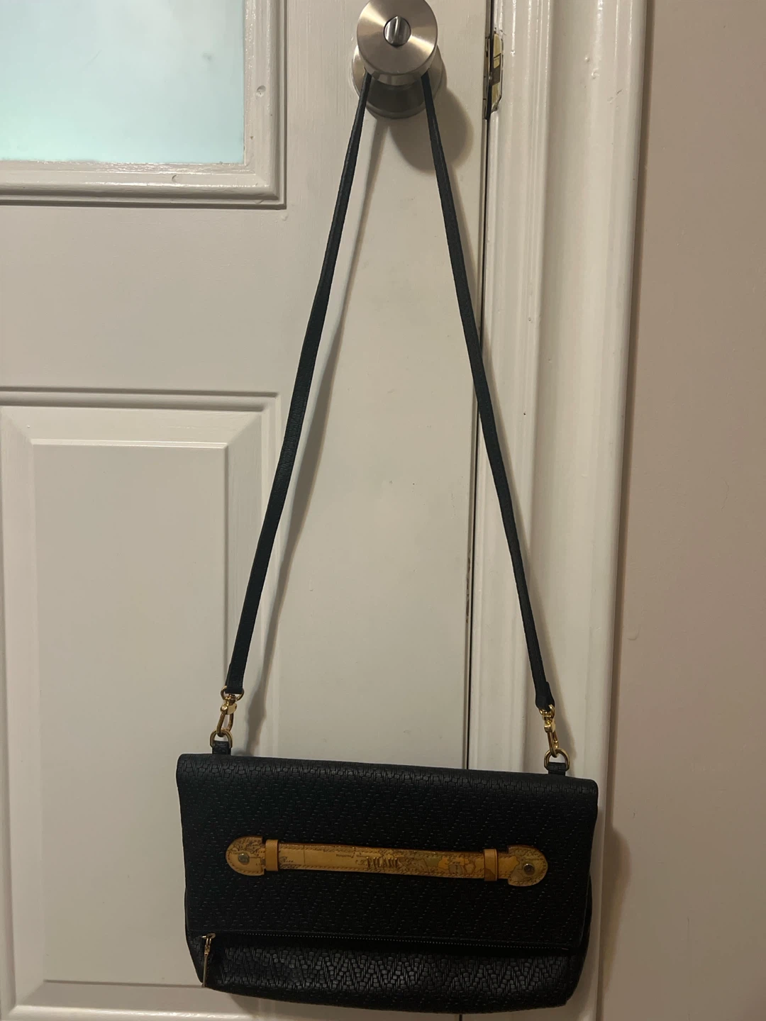 Black Clutch Purse with Map Detail