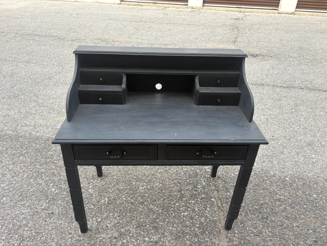 Free delivery used Black Writing Desk with Drawers