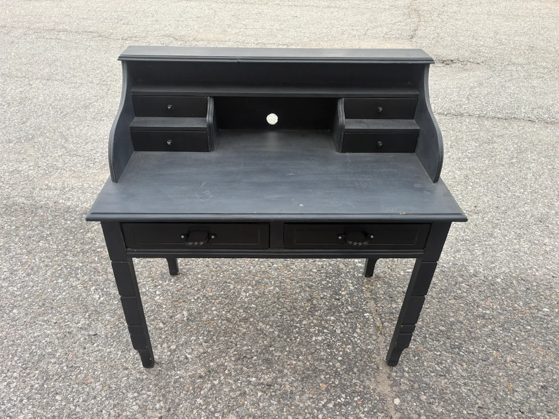 Free delivery used Black Writing Desk with Drawers - photo 3