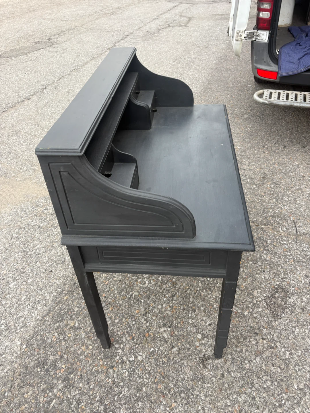 Free delivery used Black Writing Desk with Drawers - photo 5