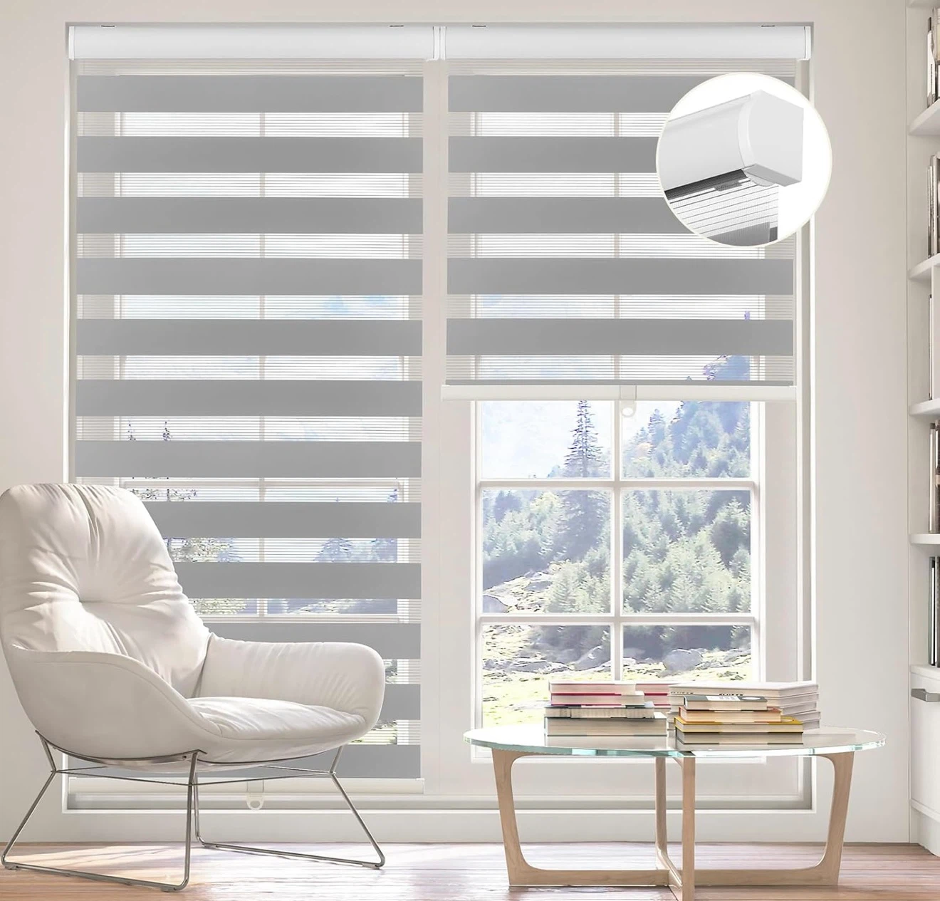New in Box Cordless Zebra Blinds with Valance, 19" W x 90"