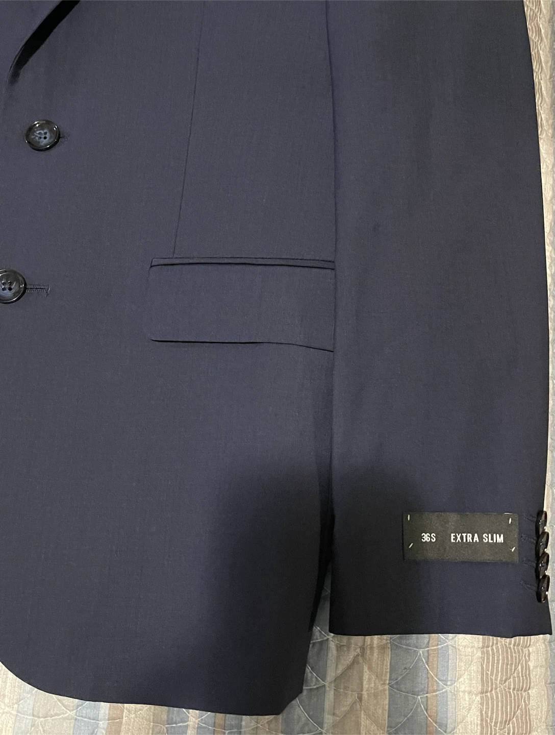 EXPRESS Navy Blue Extra Slim Fit Blazer - Size 36S - photo 3