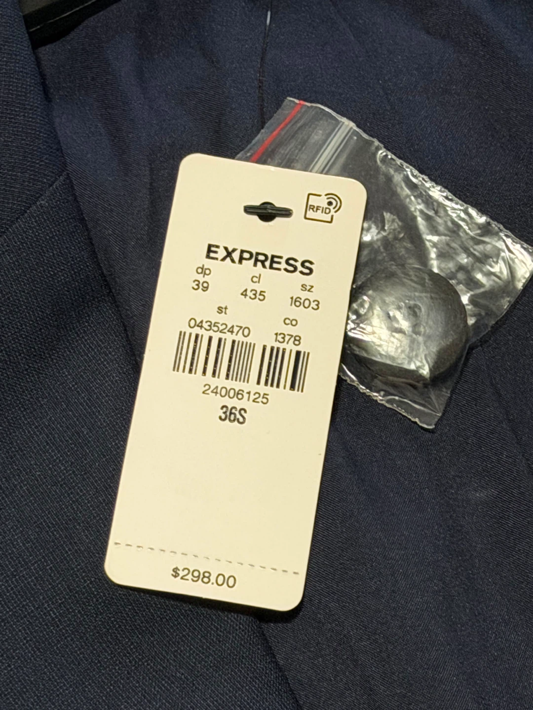 EXPRESS Navy Blue Extra Slim Fit Blazer - Size 36S - photo 5