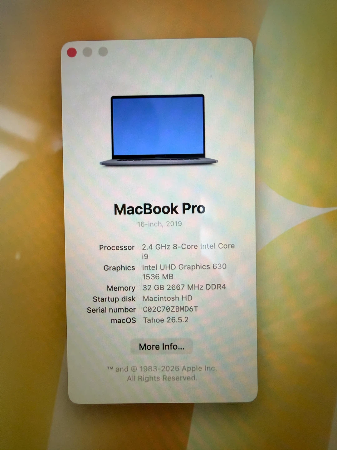Apple MacBook Pro 16-inch 2019 i9 32GB RAM - photo 2