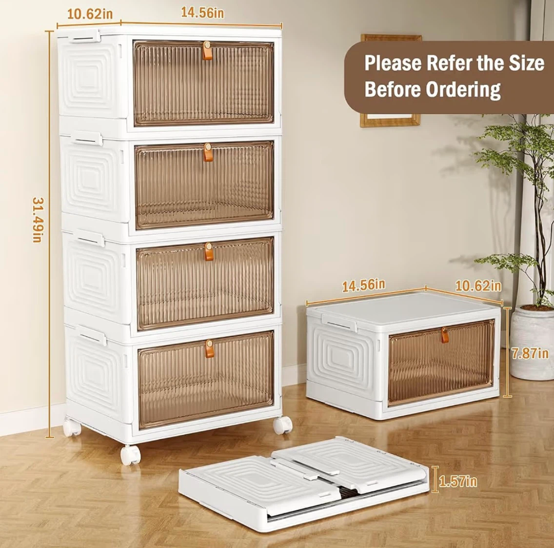 New in Box Folding Storage Bins with Lids 4-Pack - photo 2